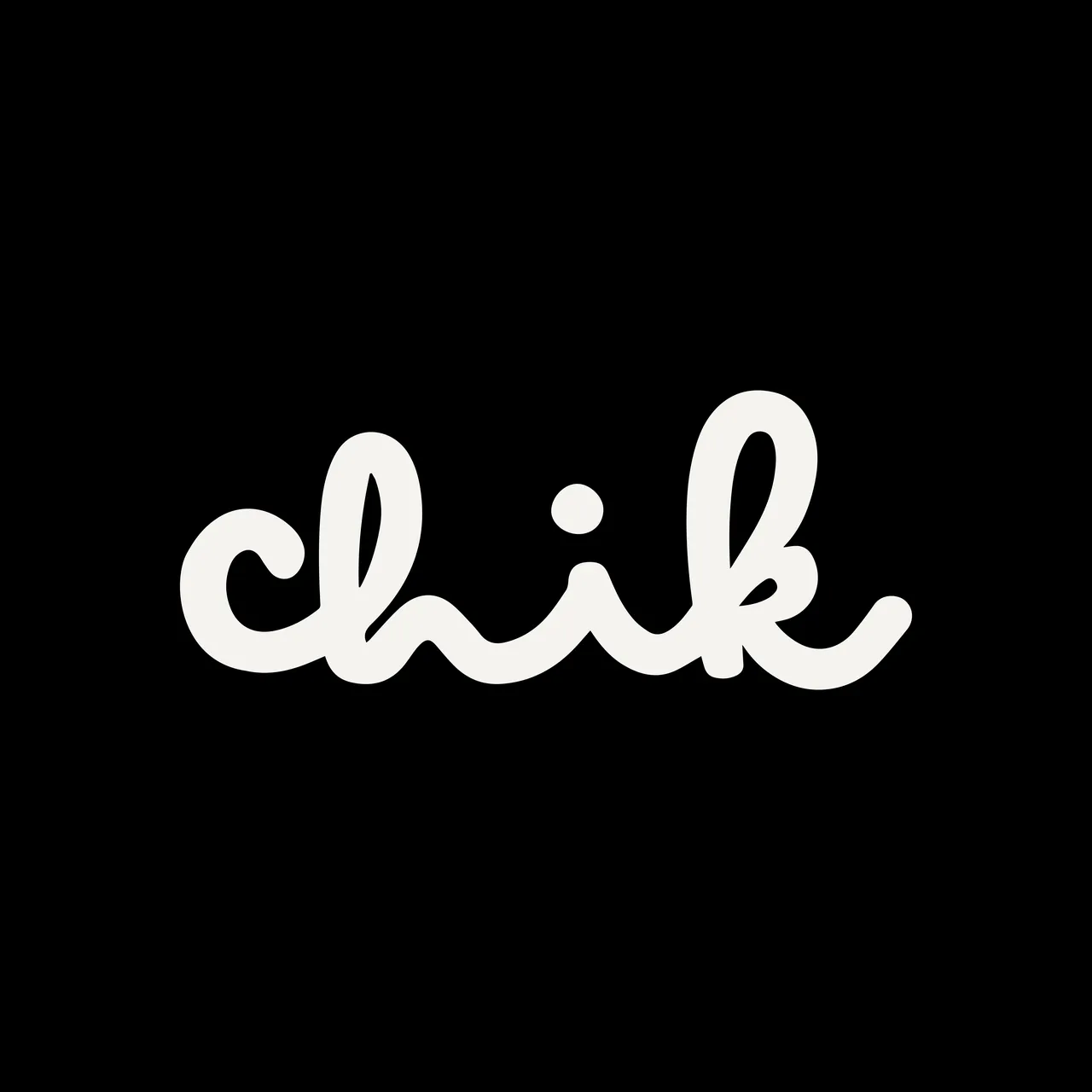 Chik script logo, light on black