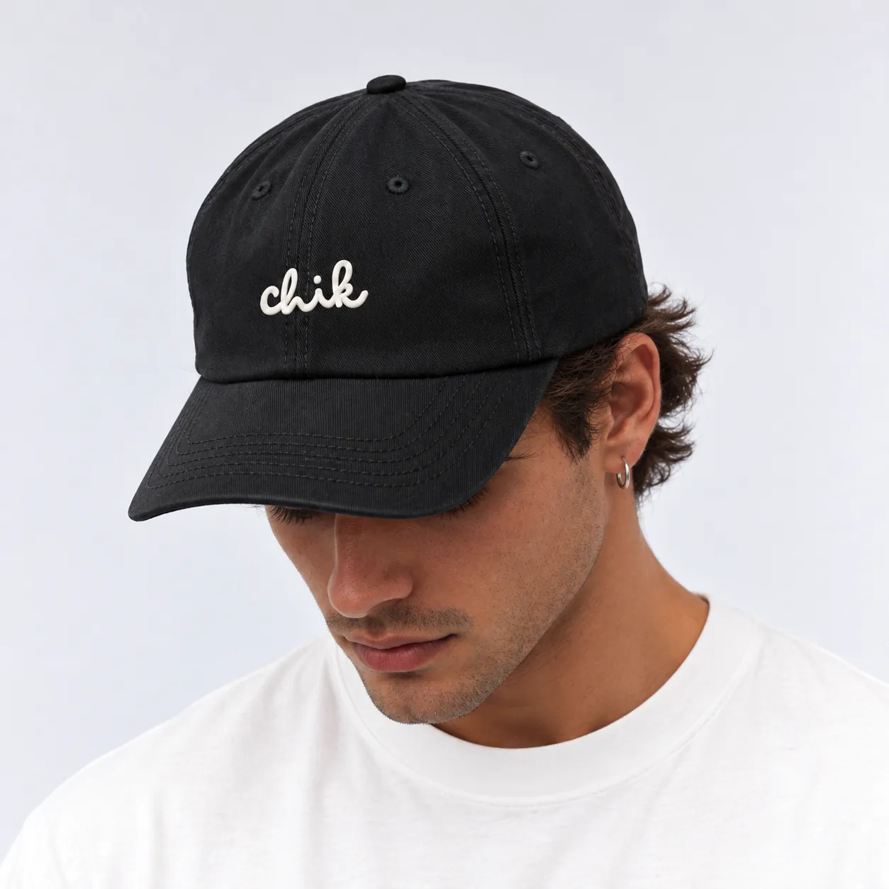 Black Chik cap with embroidered logo